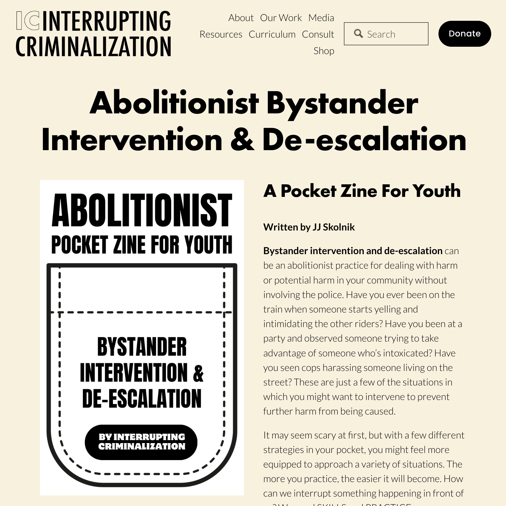 Abolitionist Bystander Intervention &amp; De-escalation
