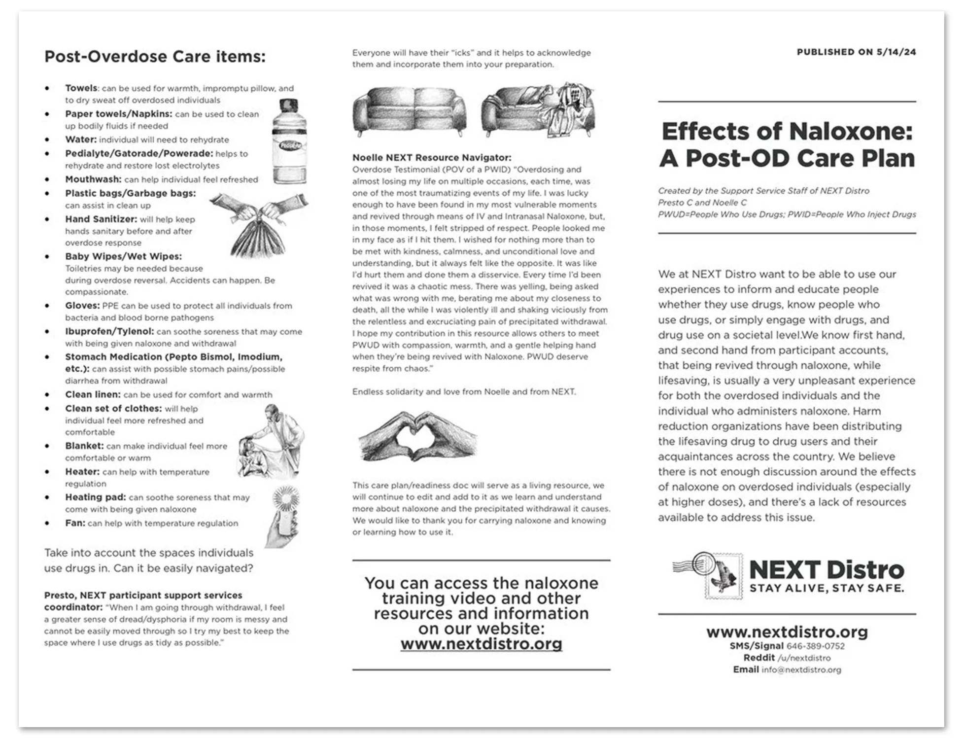 Effects of Naloxone: A post OD Care Plan (Pamphlet)