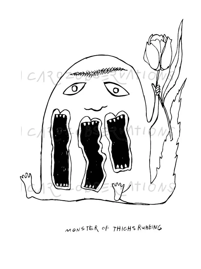 The Monster of Thighs Rubbing (9”w x 12”h)