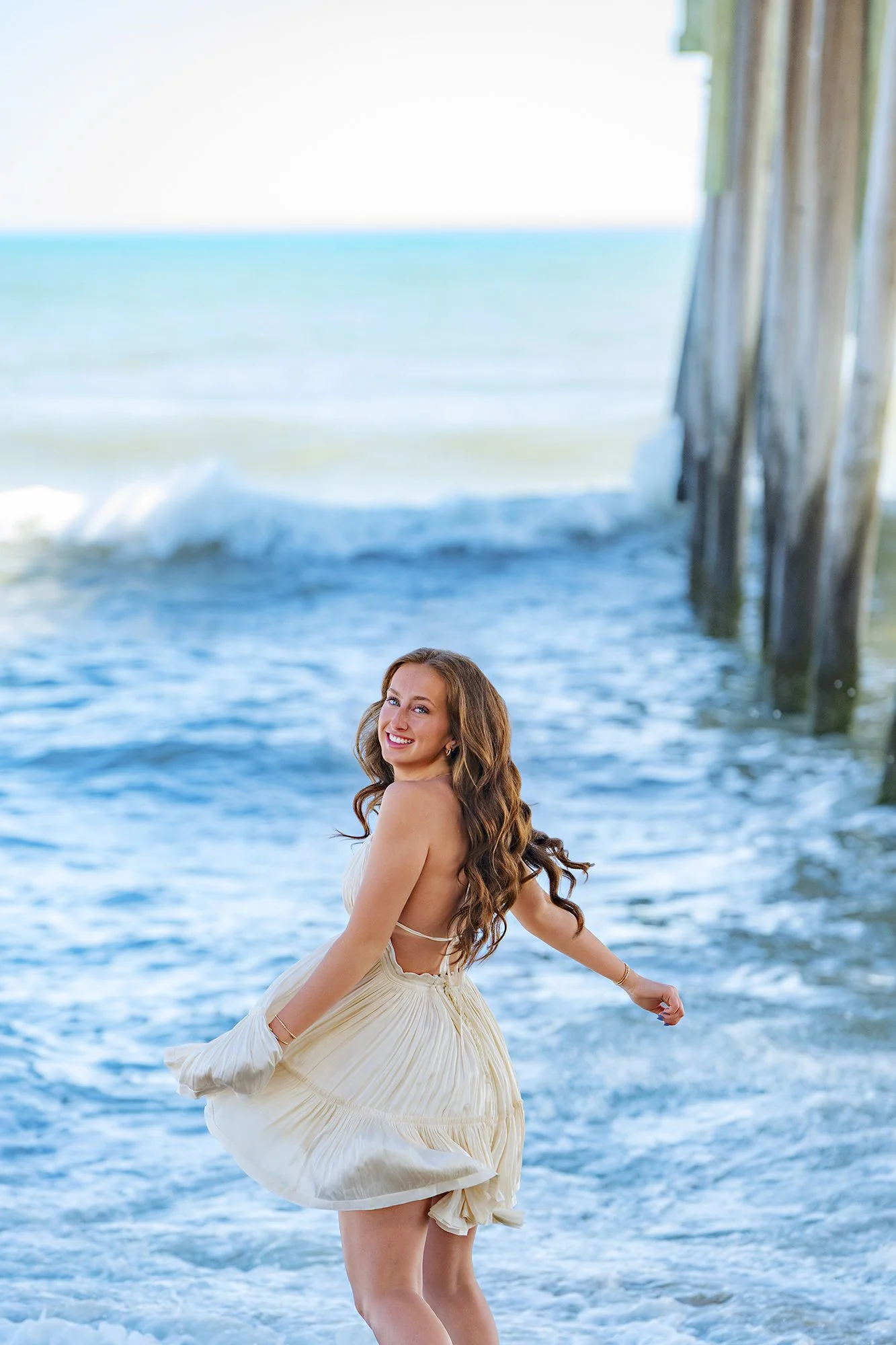 off white beach wedding dresses Ruffle Maxi Dress, Long Flowy Beach Cotton Dress, Beach Bride