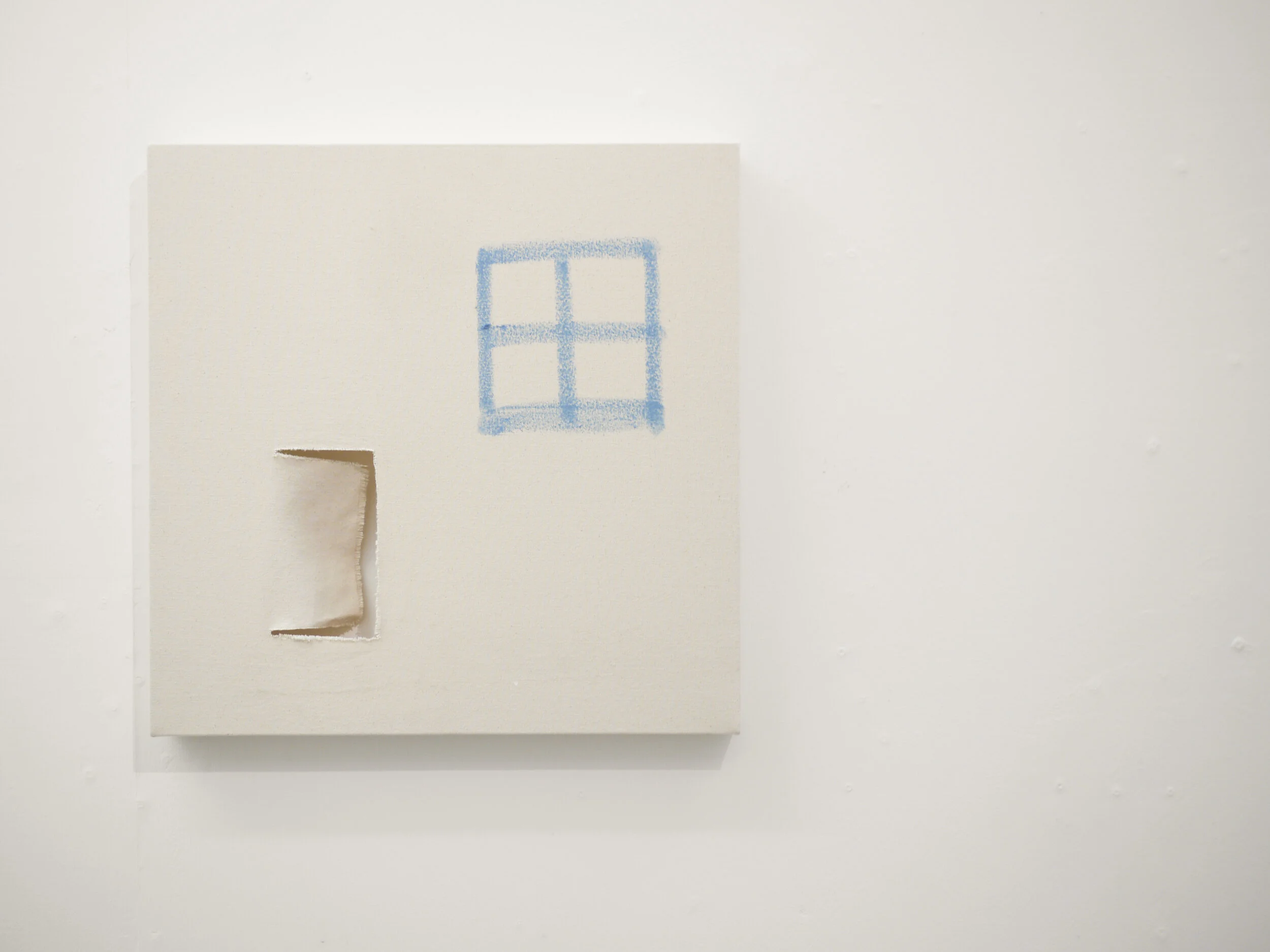 Ally Mcginn1 + 1 = a window’ (aka 'House').   Oil on canvas. 100 x 100 x 4 cm‘I am a conceptually representational painter working within a narrative that explores perceptions of art and the conditions of painting. Combining found objects, manipulat…