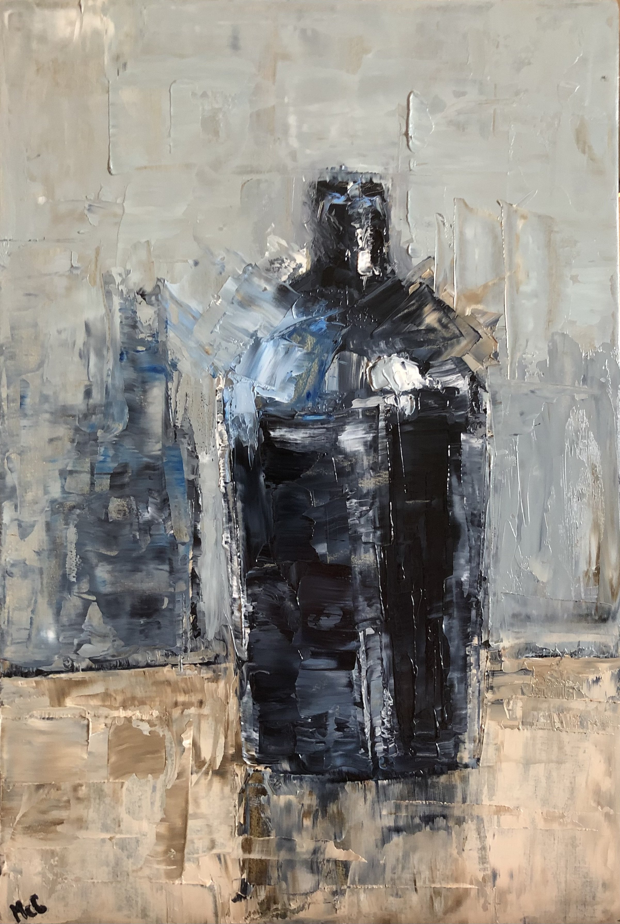 Susan McCraith, Blue Glass Bottle (oil on panel, 18 x 30cm)