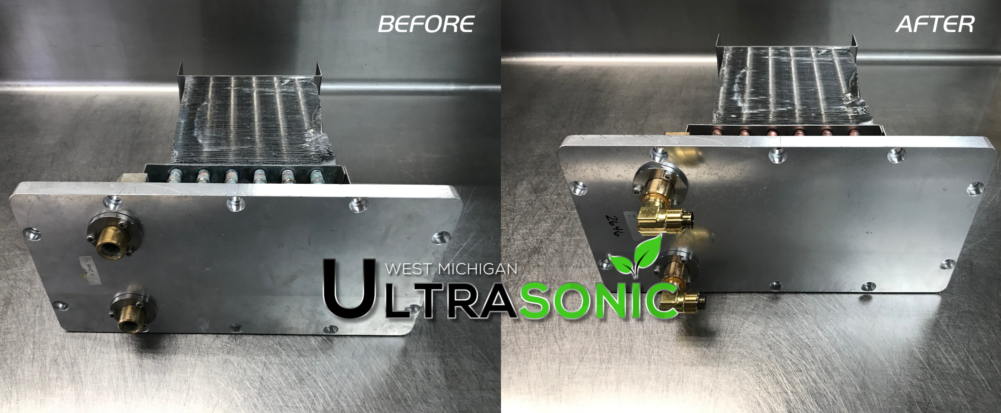 UltrasonicIndustrialPartsCleaning_Lazer_HeatExchanger_Top_BeforeandAfter.jpg