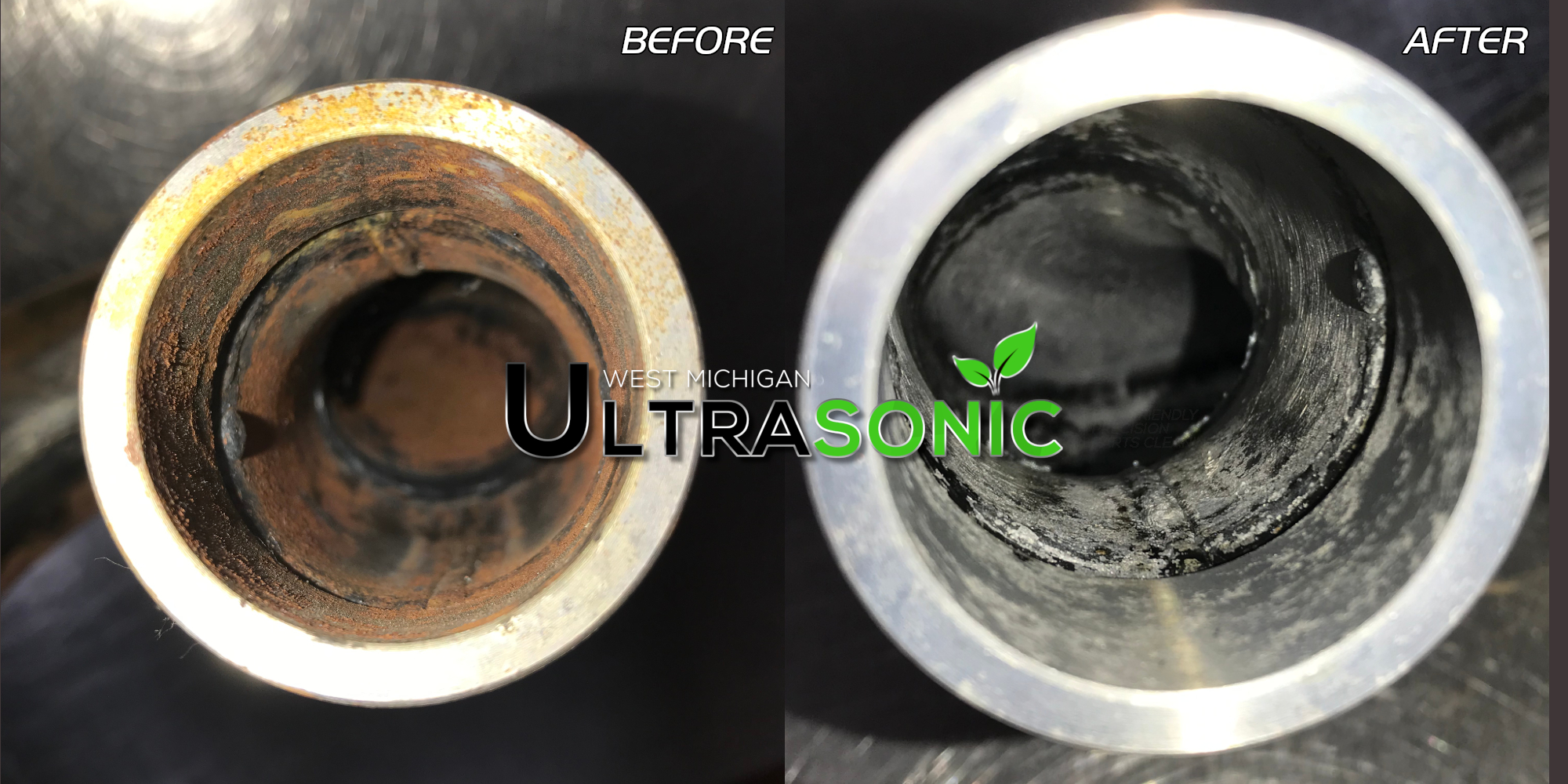 UltrasonicIndustrialPartsDerusting_Motorcycle_Exhaust3_BeforeandAfter.jpg