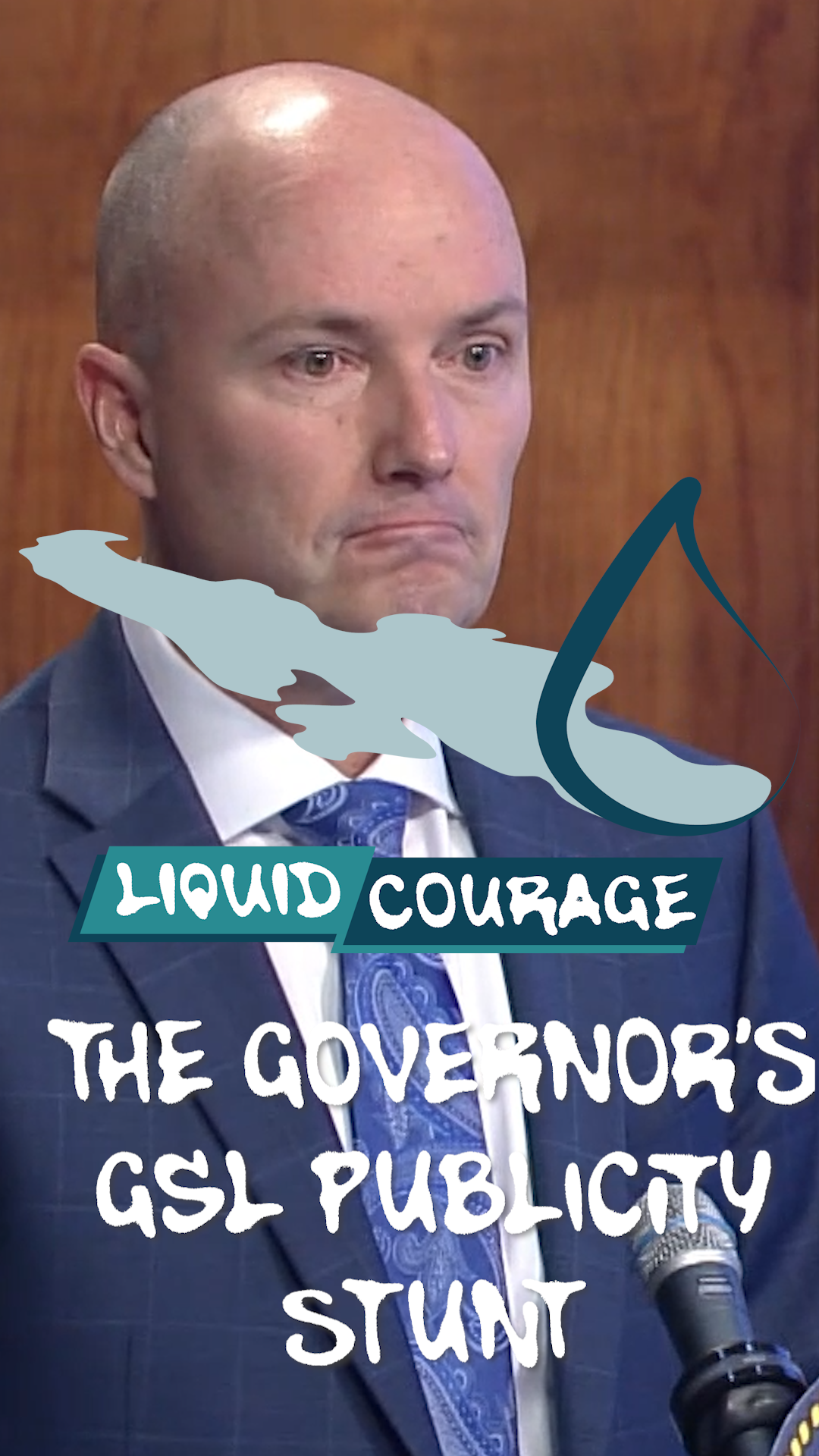 The thumbnail of the the GSL publicity stunt episode of Liquid Courage showing Utah Governor Spencer Cox.