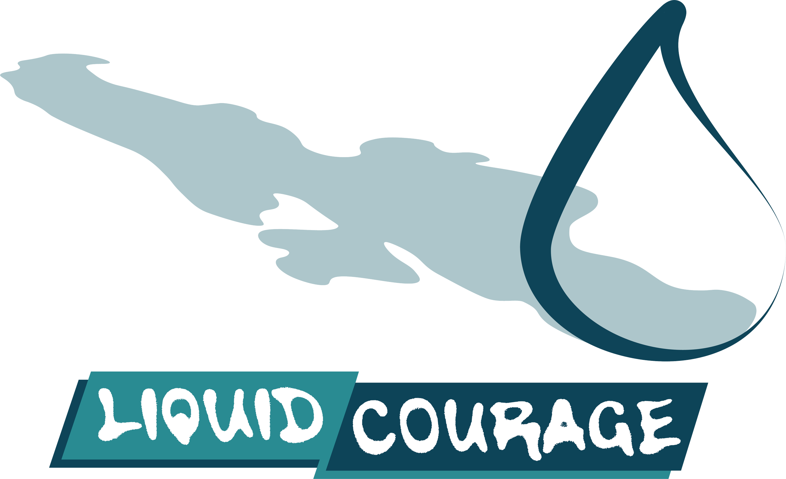 Liquid Courage logo showing a water drop casting a Great Salt Lake-shaped shadow.