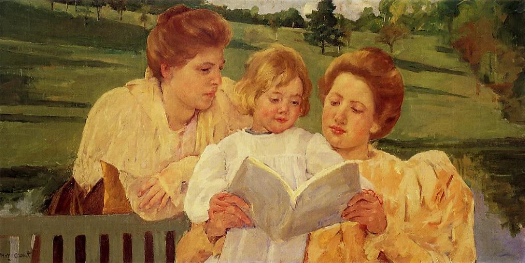 Mary Cassatt, “The Garden Reading” (1898).