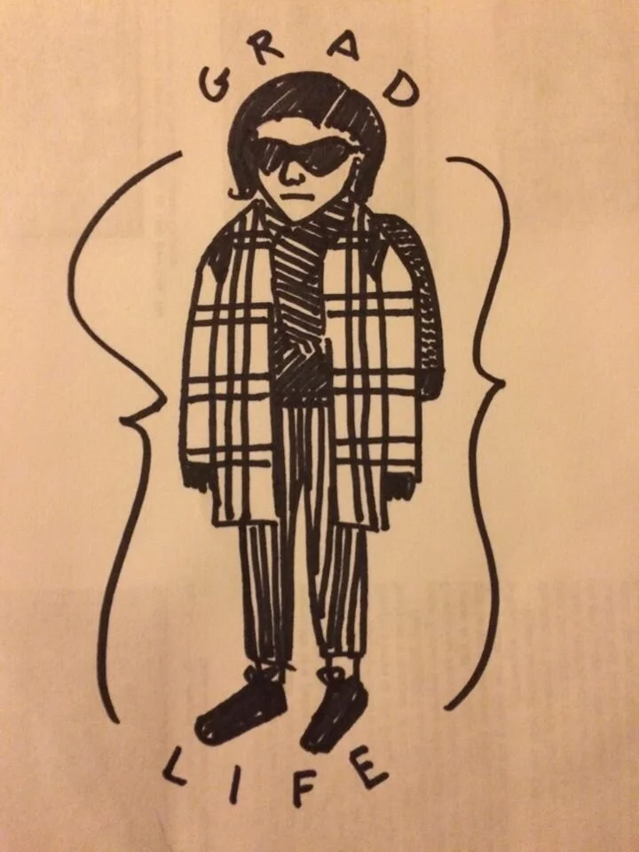 Zoë G. Burnett, Self Portrait. Sharpie on the back of a misprinted lecture article. ca. 2015.