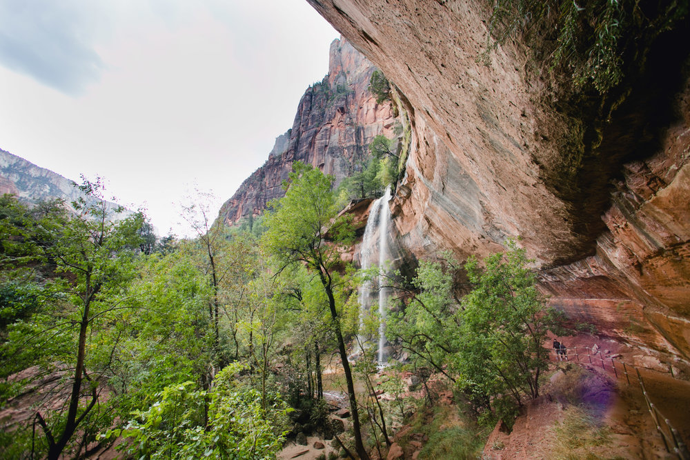  Waterfall into Lower Pool from beneath alcove 