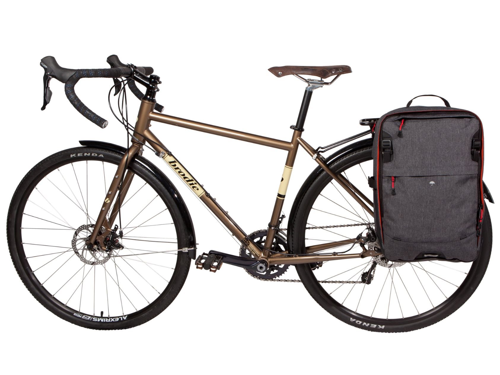 Two Wheel Gear - Pannier Backpack PLUS - Graphite Grey-on bike-front.jpg
