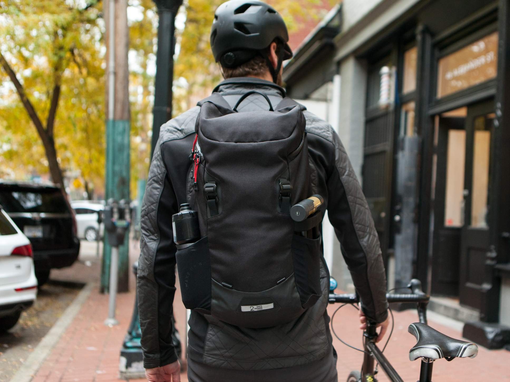 Two Wheel Gear - Commute Backpack - Black - On Bike Commuter.jpg