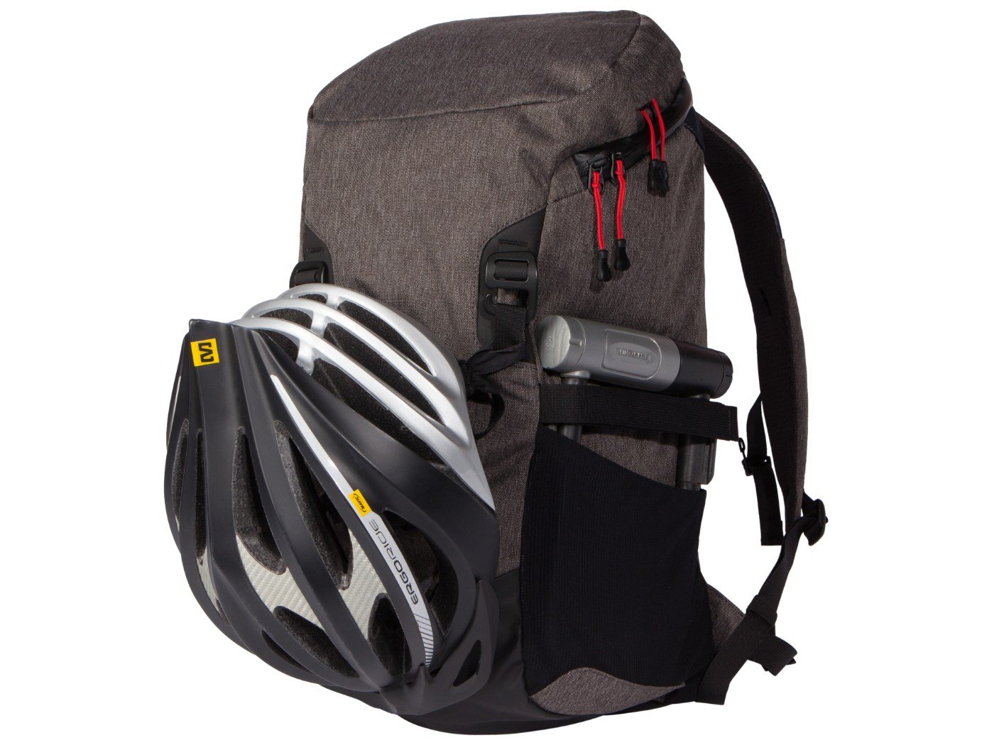 Two Wheel Gear - Commute Backpack-Grey-front-with helmet.jpg