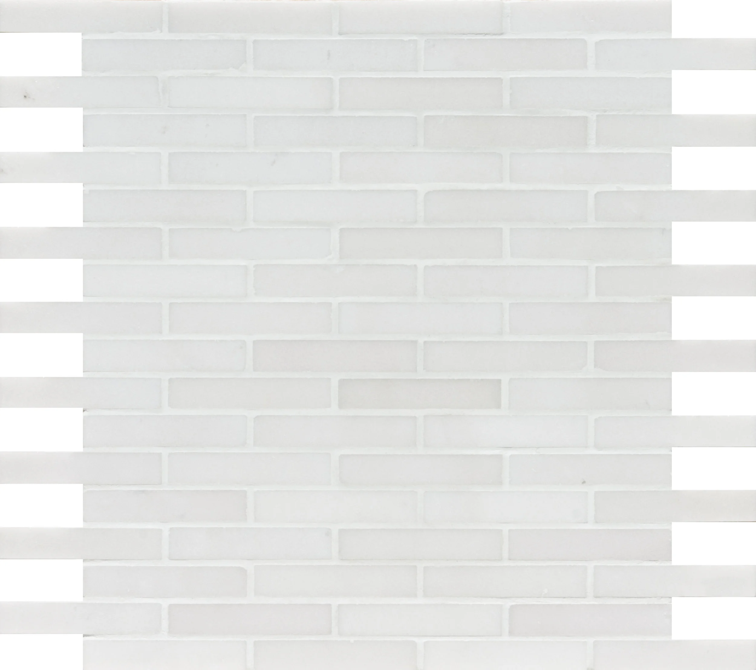 MS01333 aspen white honed staggered mosaic 5/8”x3” 12”x12”x3/8” sheets