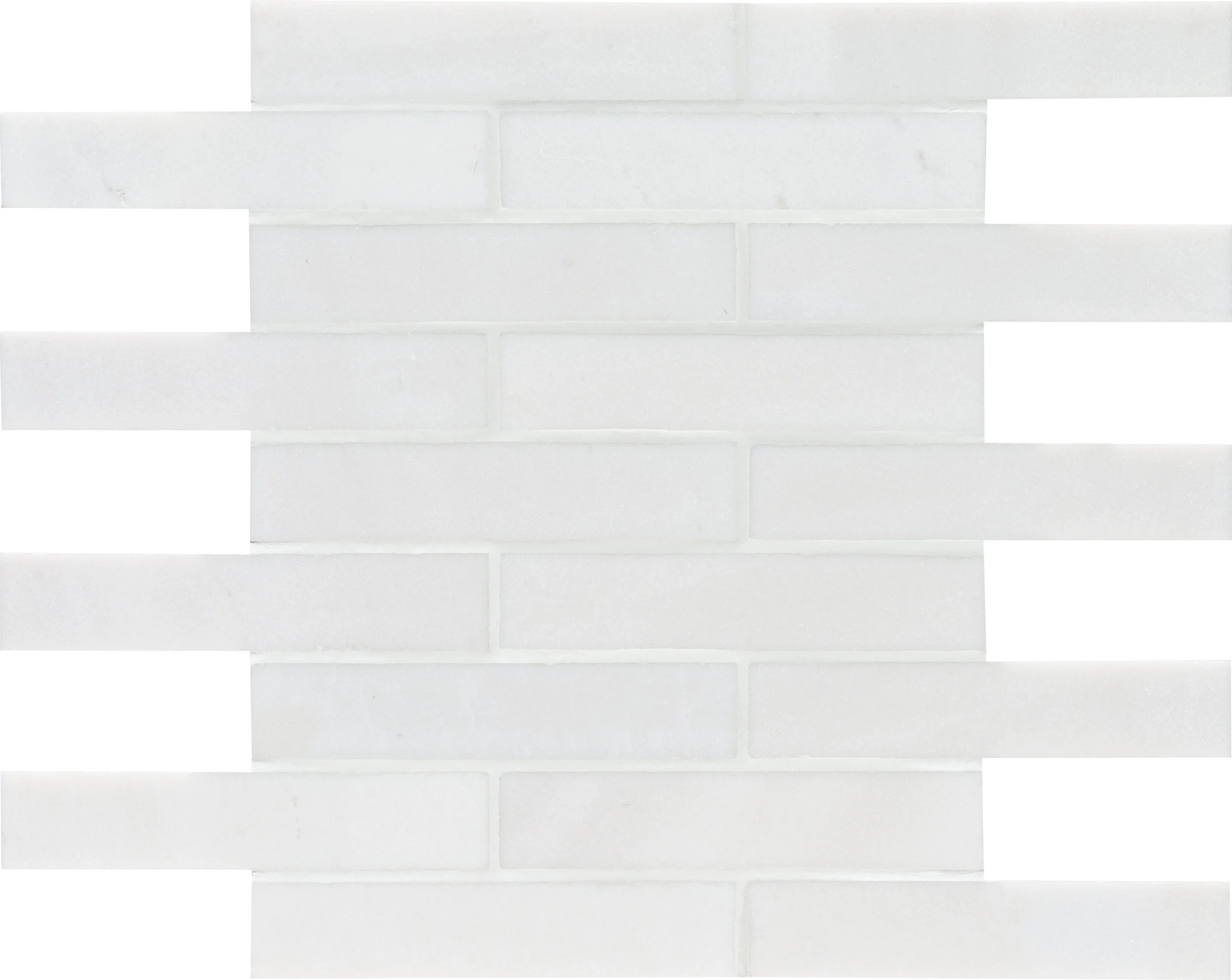 MS01333 aspen white honed staggered mosaic 5/8”x3” 12”x12”x3/8” sheets