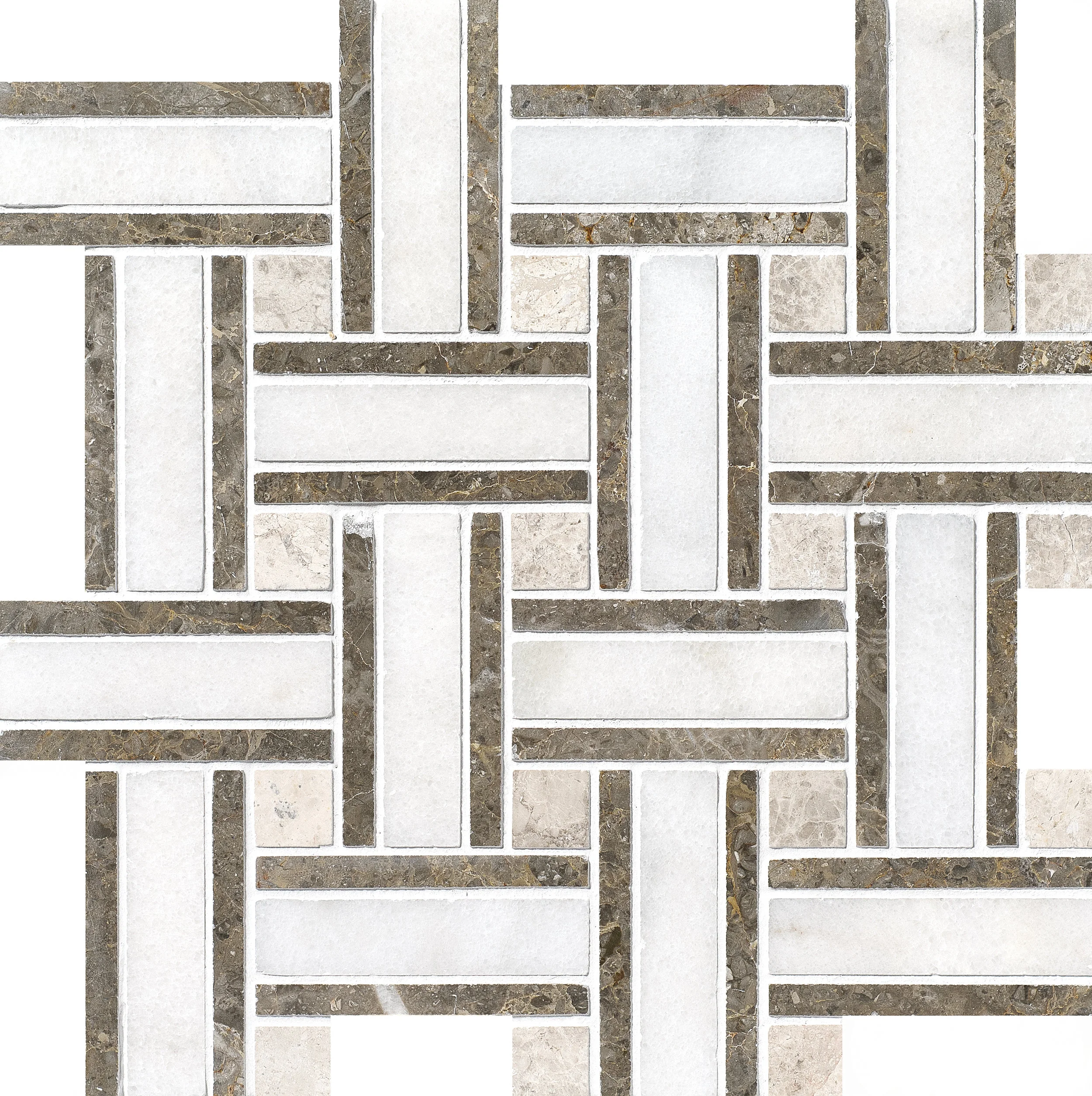 MS01158 avalon modern polished lattice mosaic 12”x12”x3/8” sheets