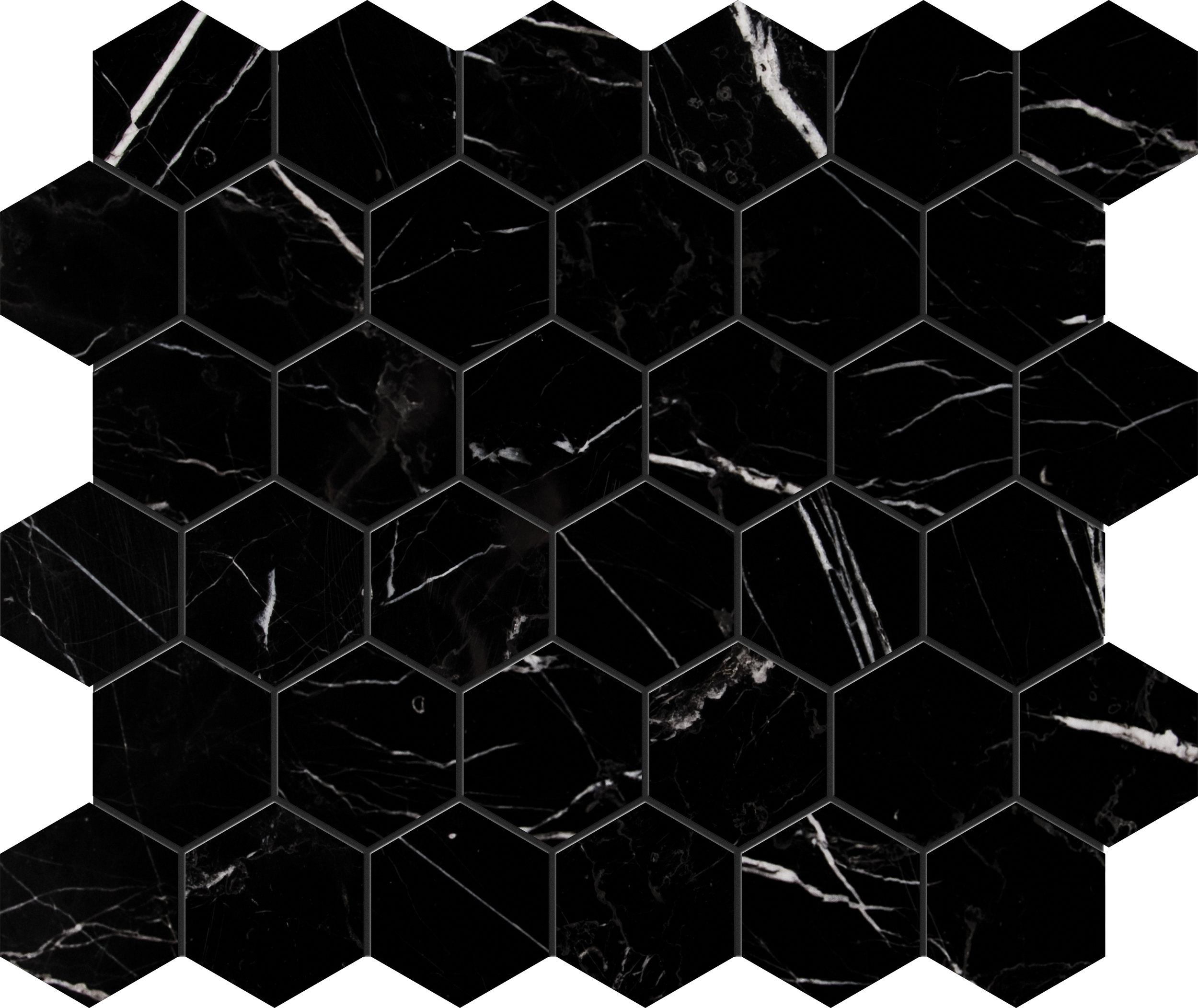MS90088 black polished hexagon 2” 10 3/8”x12x3/8” sheets