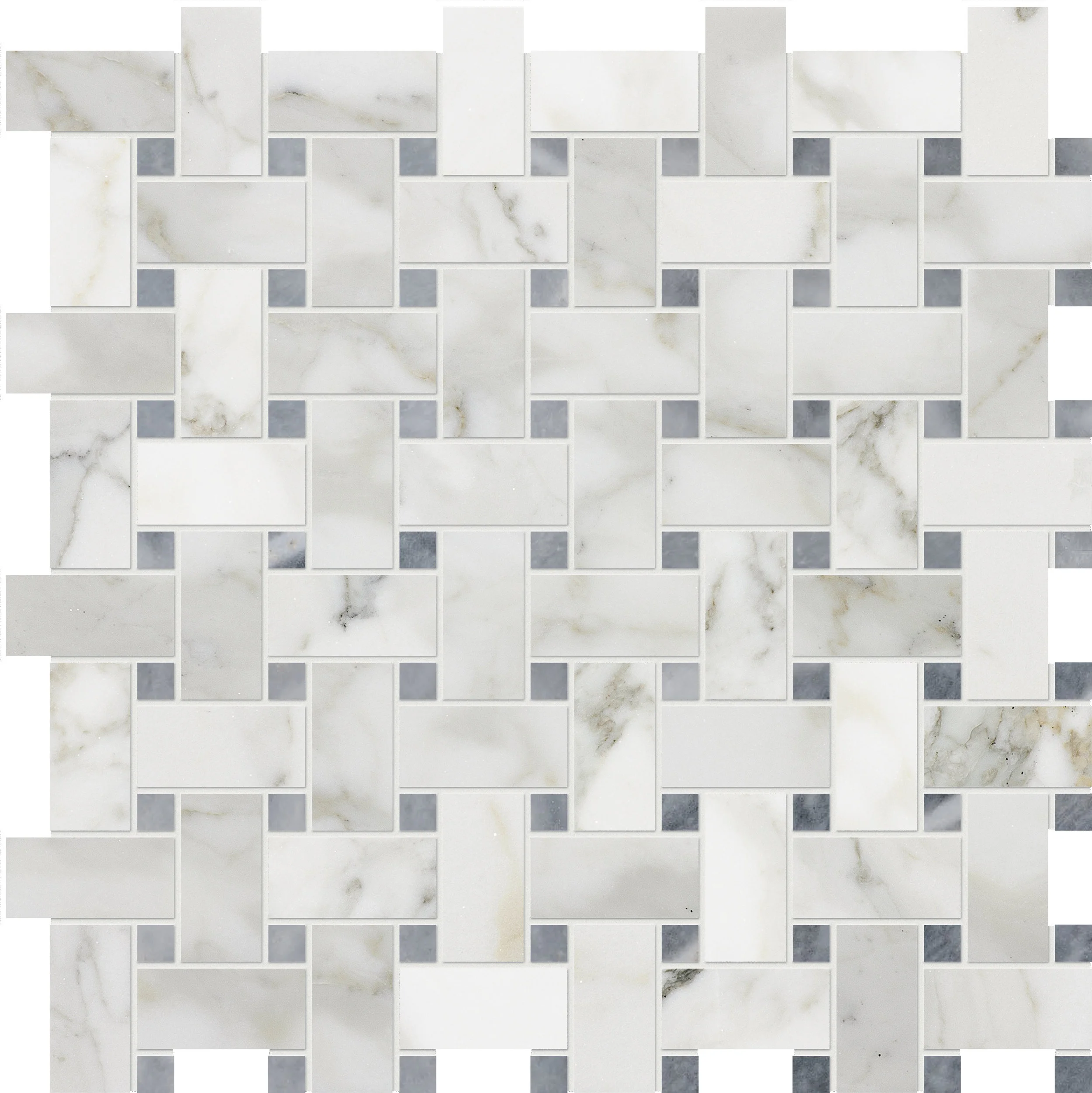 MS90081 calacatta gold polished basket weave 1”x2” 12”x12”x3/8” sheets