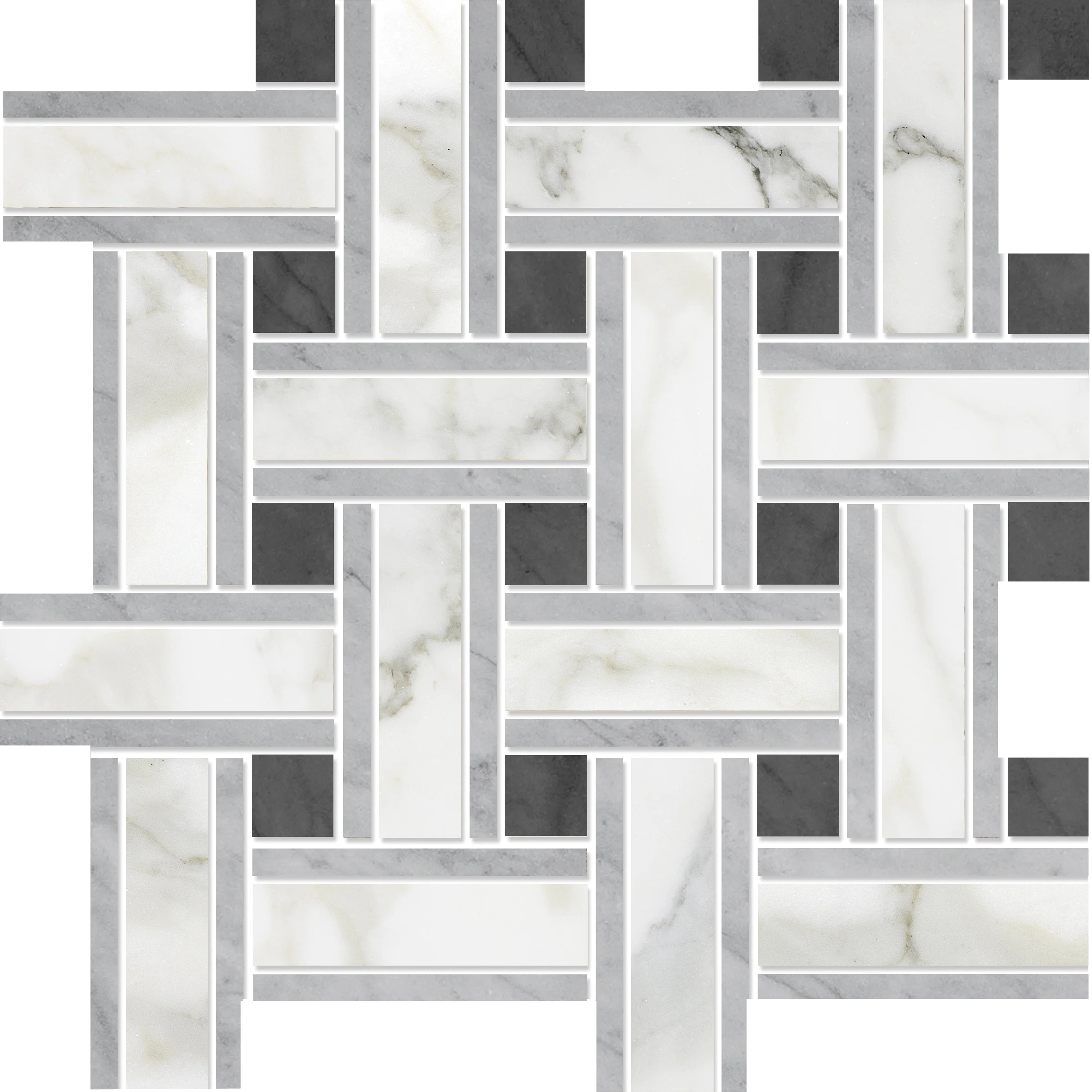 MS90076 calacatta gold modern polished lattice mosaic 12”x12”x3/8” sheets