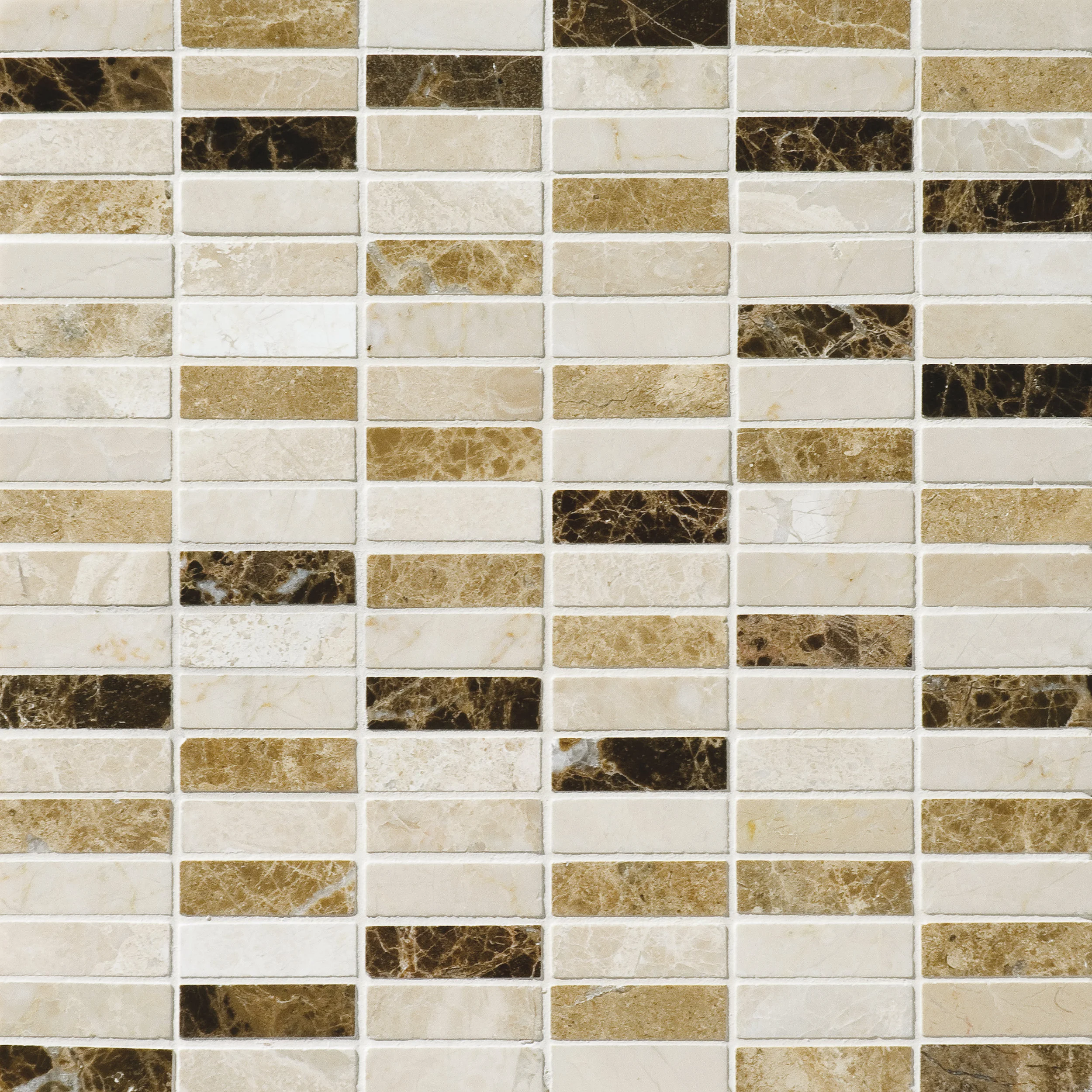 MS00837 milano dark blend polished 5/8”x2” 12”x12”x3/8” sheets