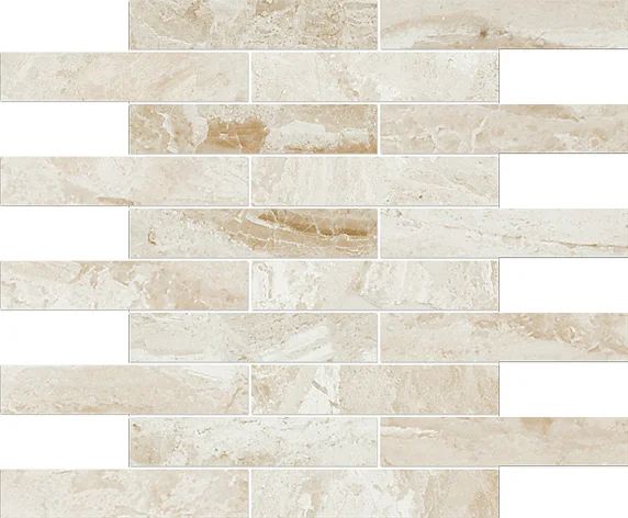 MS01170 diana royal modern polished staggered mosaic 1 1/4”x6” 12”x12”x3/8” sheets