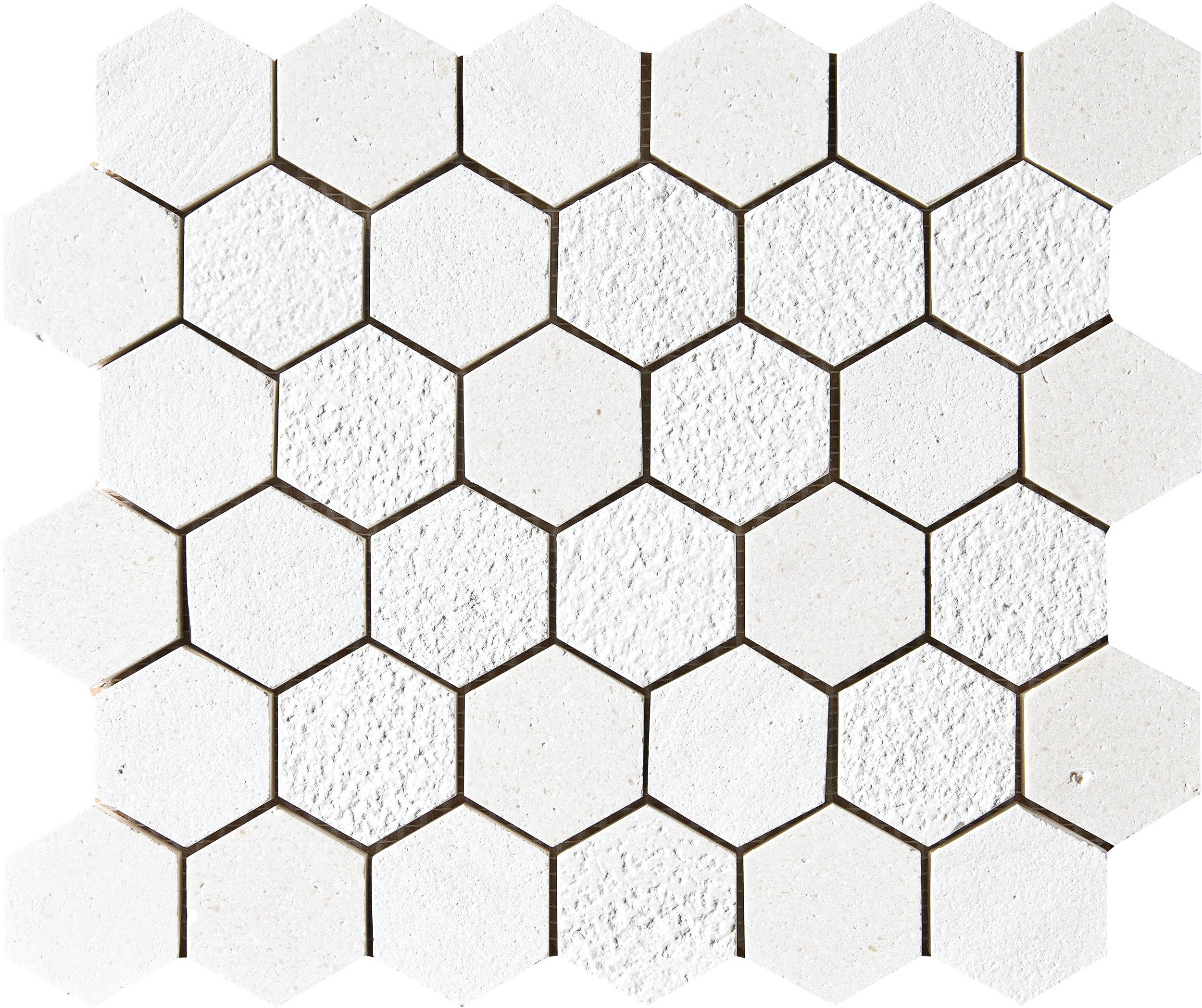 MS01290 champagne full hexagon textured mosaic 10 3/8”x12”x3/8” sheets