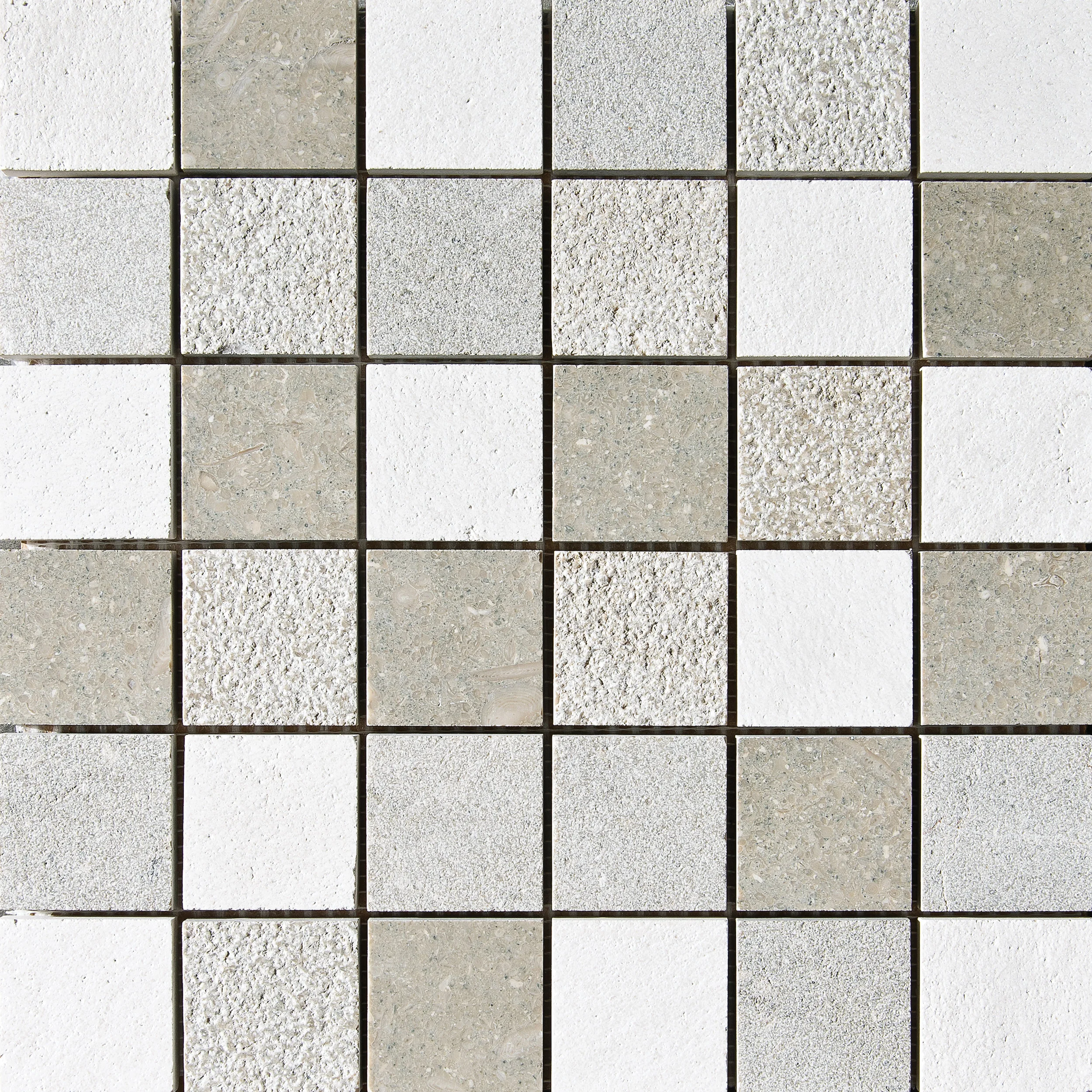 MS01306 olive green & champagne 2”x2” textured mosaic 12”x12”x3/8” sheets