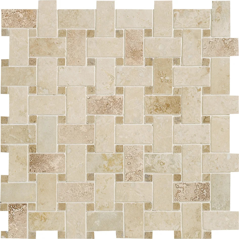 MS00838 canyon & walnut dark honed & filled basket weave 1”x2” 12”x12”x3/8” sheets