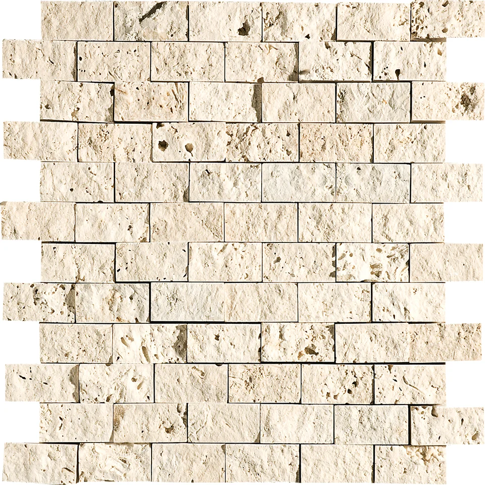 MS00601 ivory rock face 1”x2” 12 5/8”x12 5/8” sheets