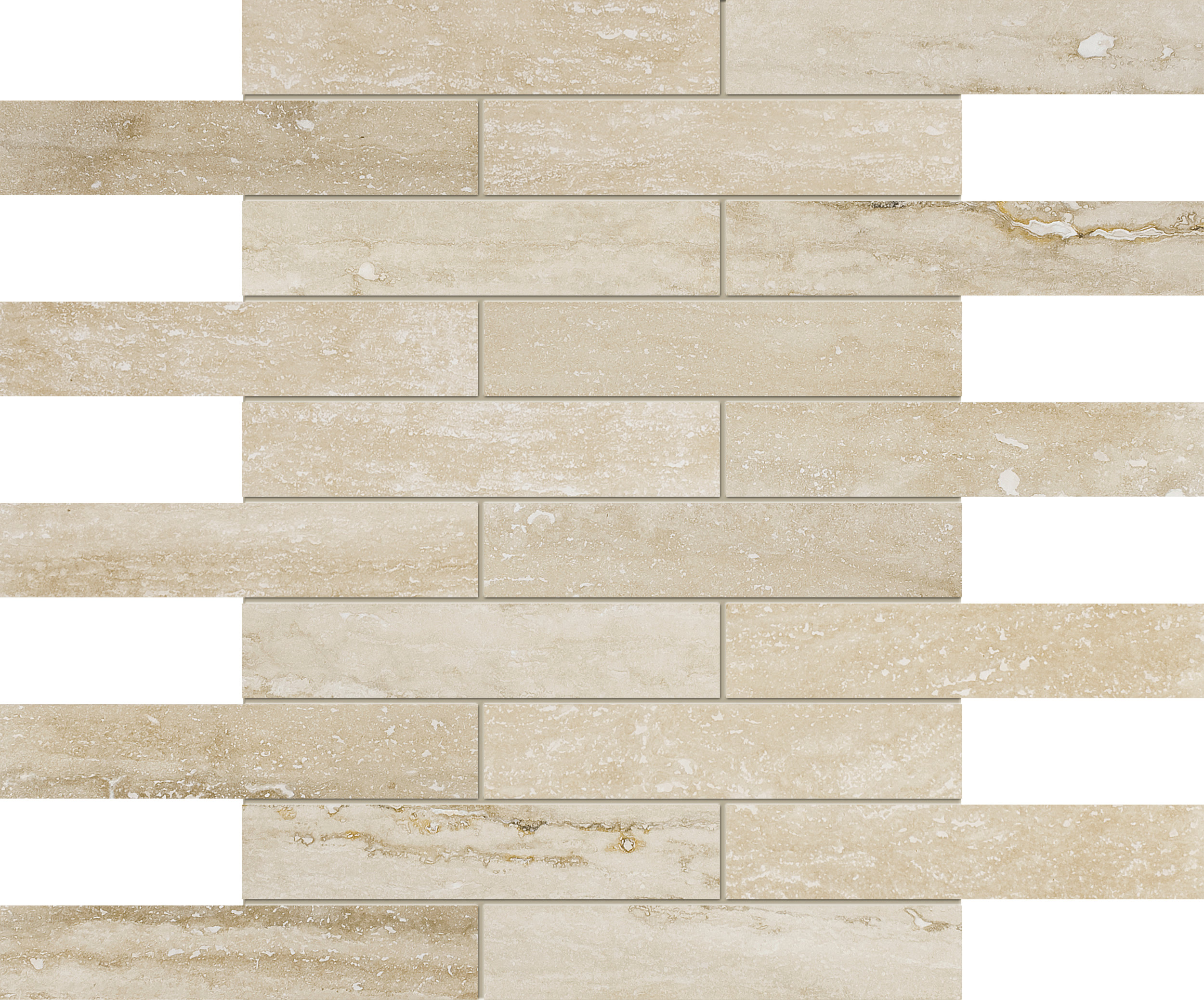 MS01450 ivory vein cut honed & filled 1 1/4”x6”x3/8” 12”x12”x3/8” sheets