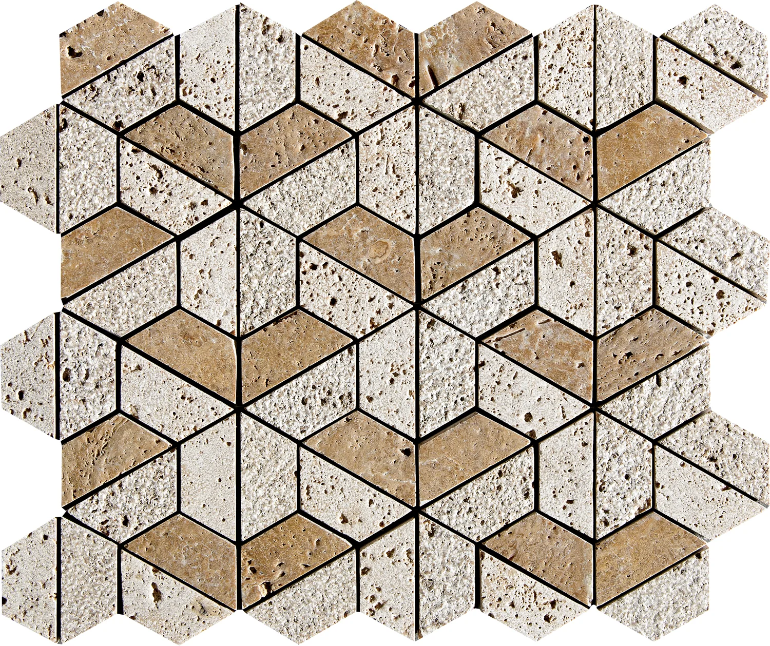 MS01275 *(S.O.) walnut dark 3d hexagon textured mosaic 10 3/8”x12”x3/8” sheets