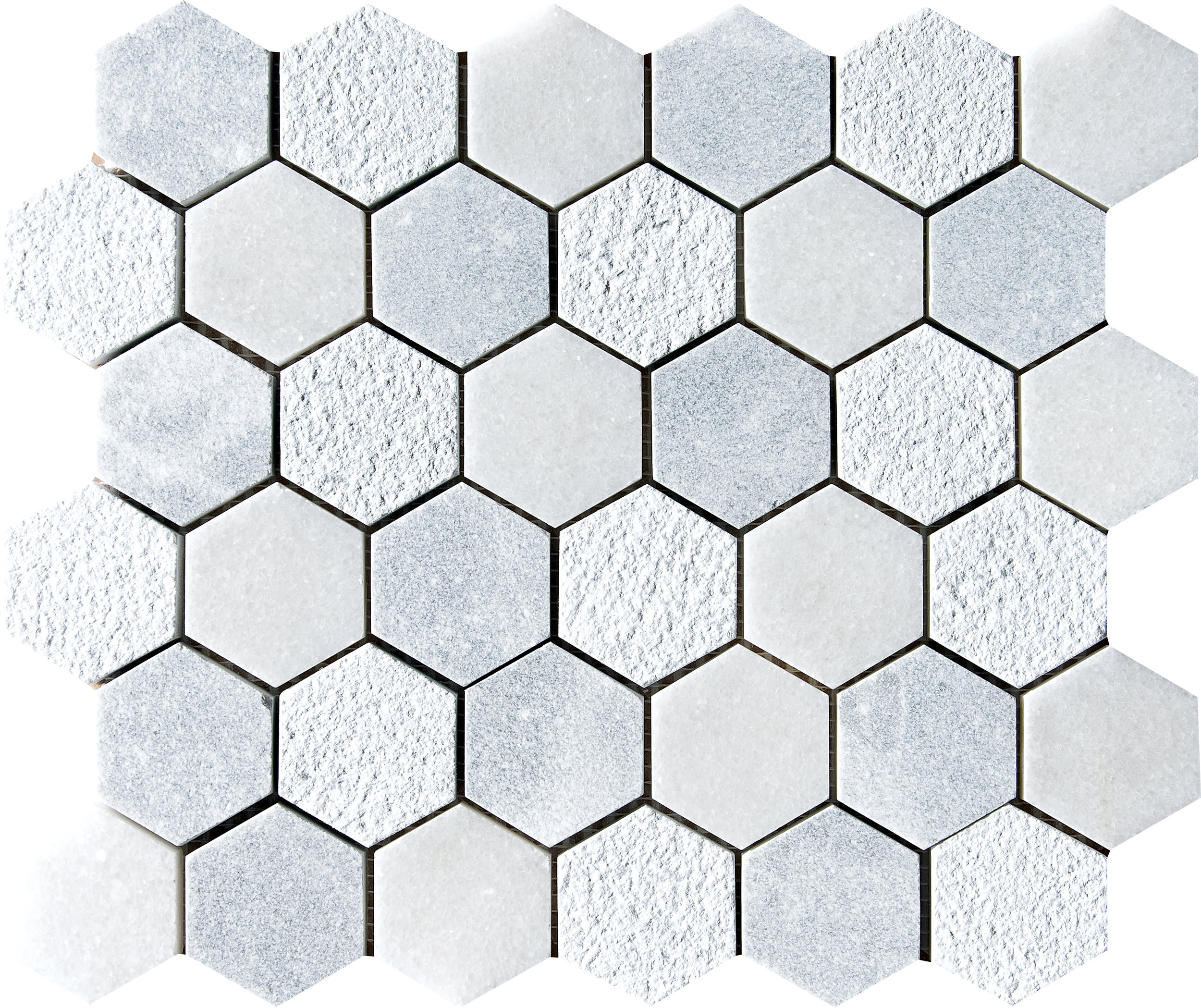 MS01287 allure & glacier full hexagon textured mosaic 10 3/8”x12”x3/8” sheets