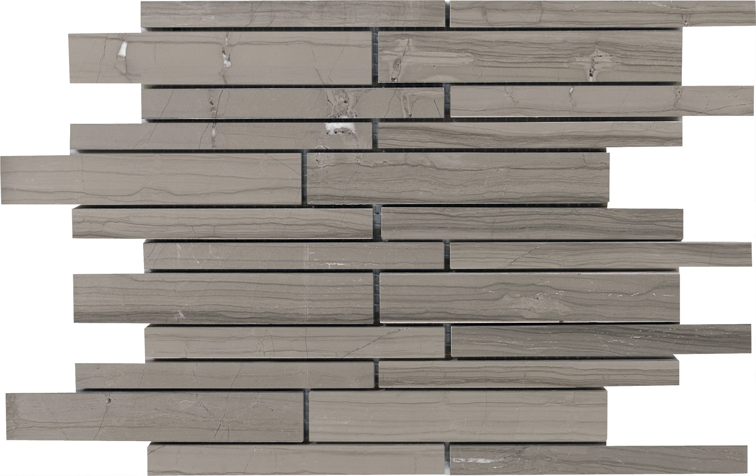 MS90101 haisa dark honed staggered mosaic 9”x12”x3/8” sheets