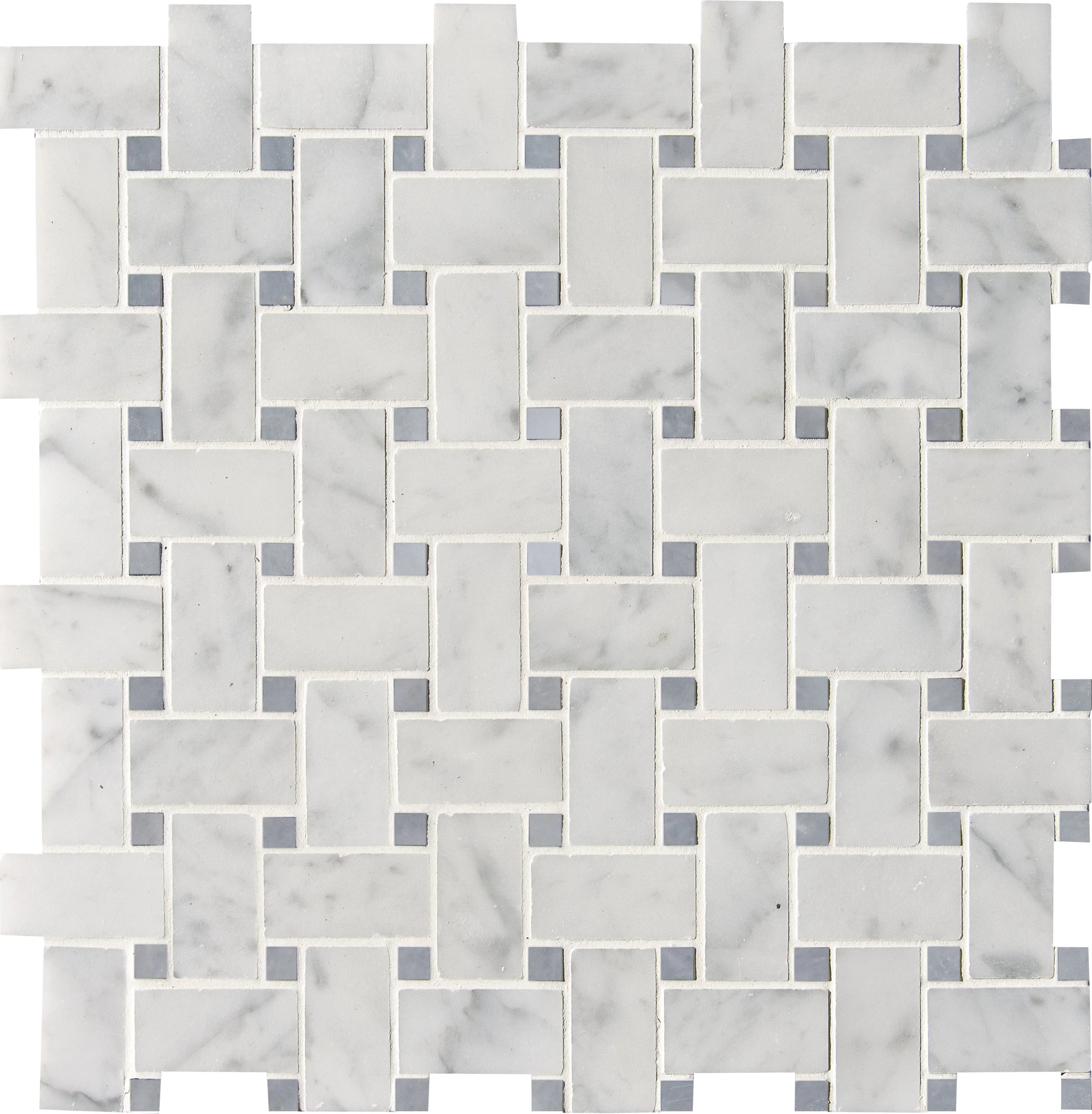 MS90095 white carrara polished basket weave 1”x2” 12”x12”x3/8” sheets
