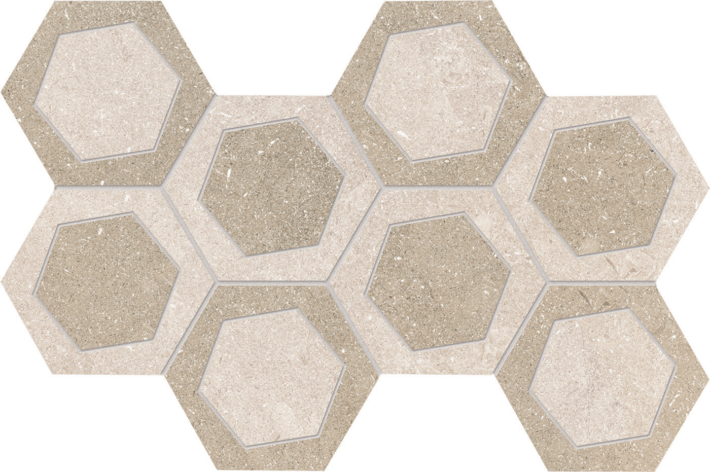 8" x 14" Mosaic Esagona Bicolor - White/Sand