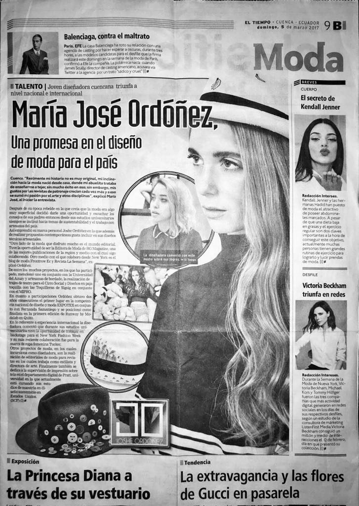 Maria Jose Ordonez, a promise of the country's fashion design industry El Tiempo, March 2017