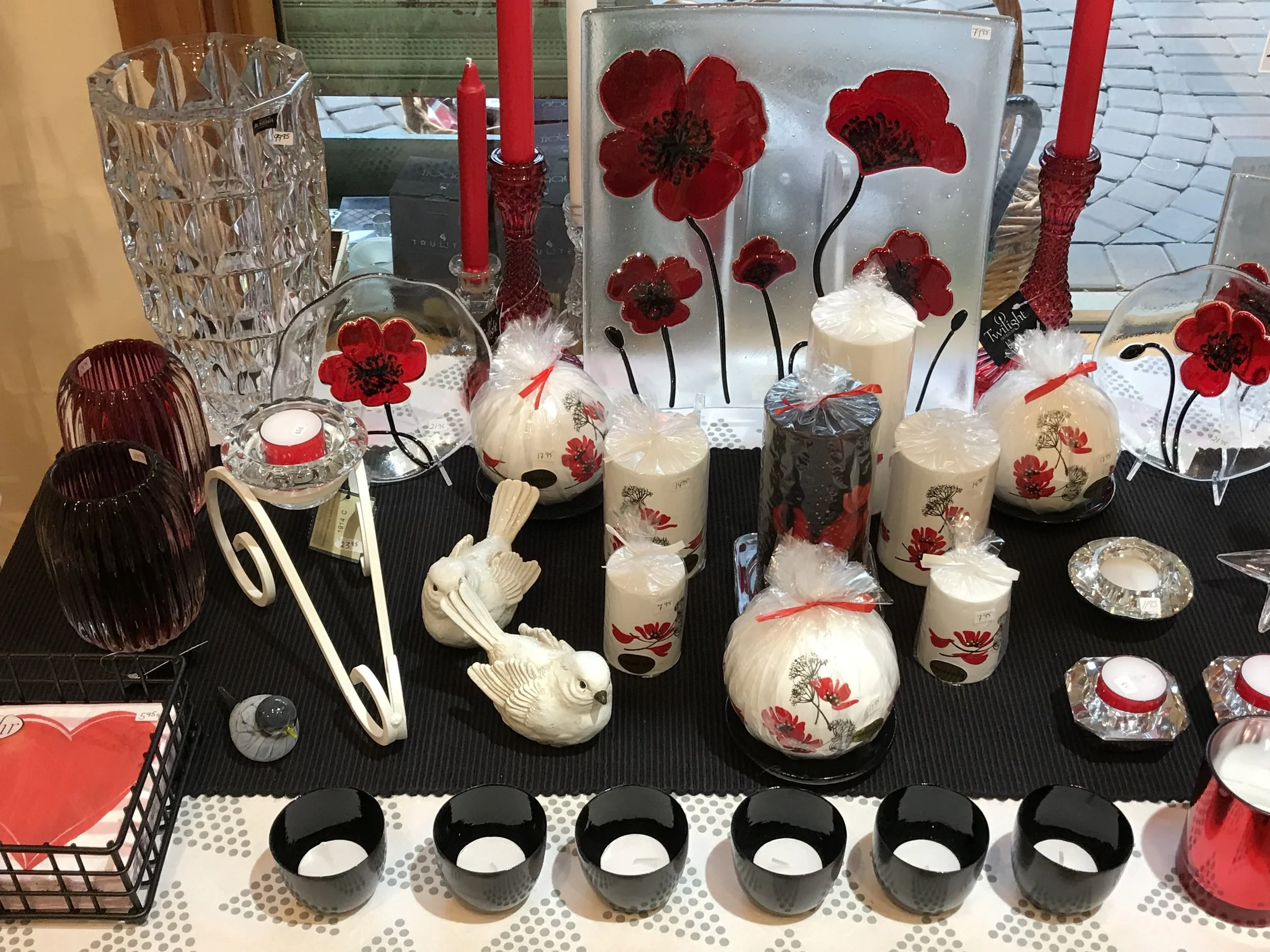 Valentines napkins are in stock! And Bohemian crystal vases for the appropriate bouquet...
