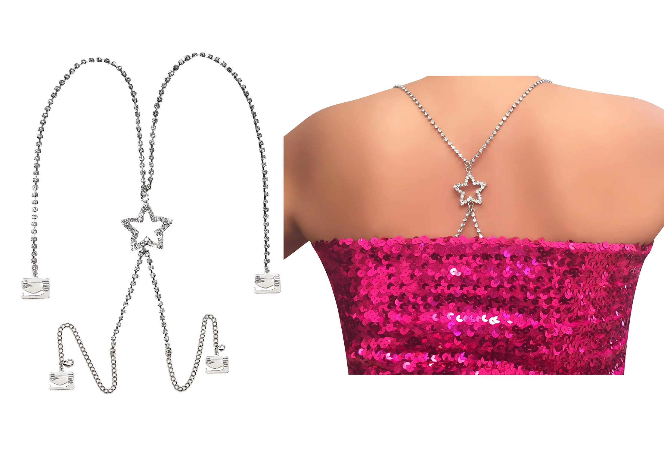 Crystal Rhinestone Replacement Bra Dress Strap Star