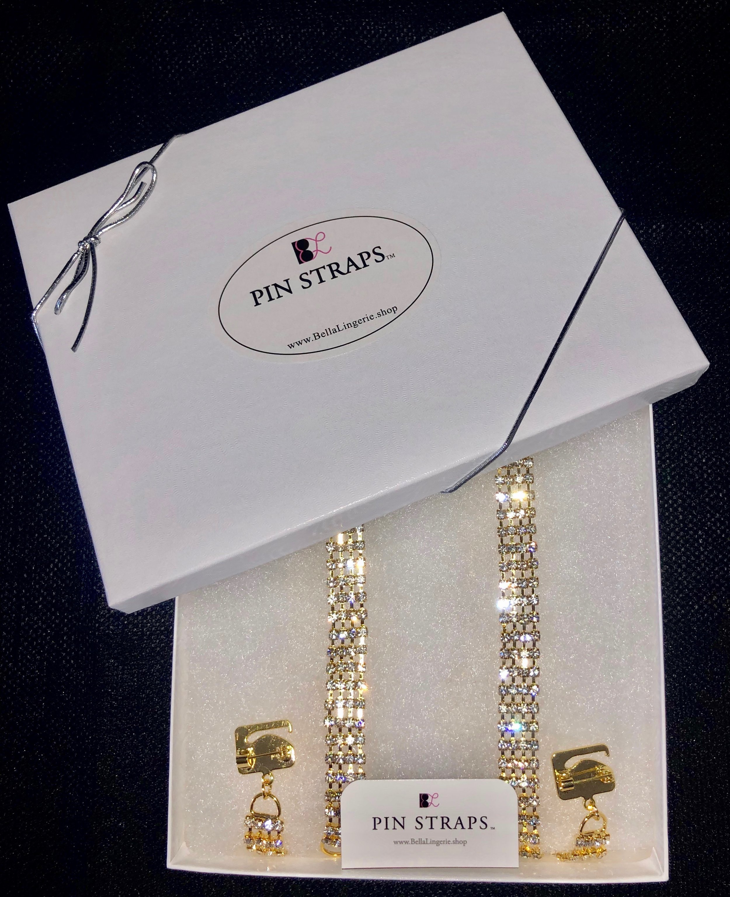 Four Rows Crystals (Gold) Bra Dress Straps by PIN STRAPS — Bella's