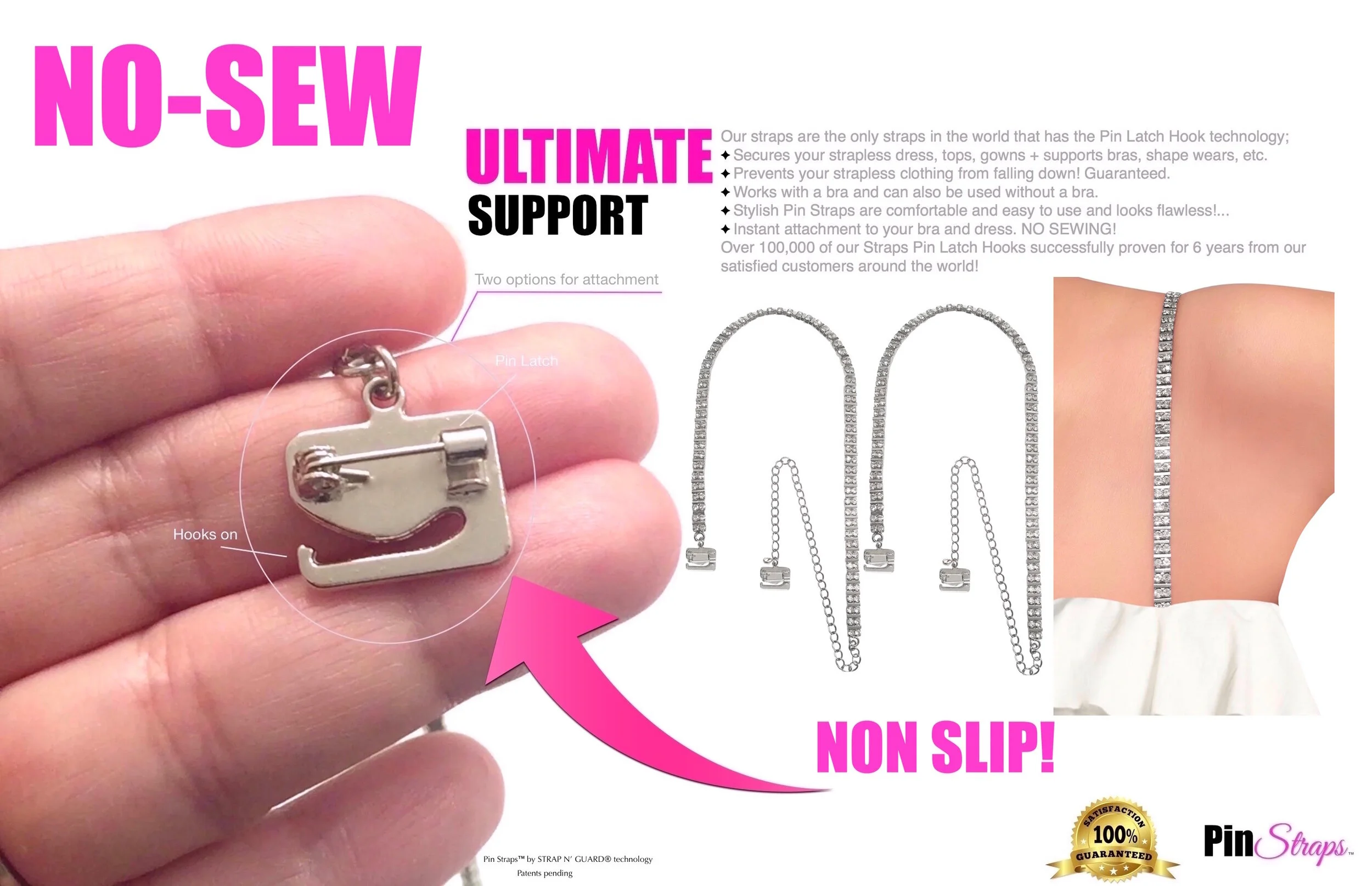 Halter Crystals (Silver) Rhinestones Dress Strap by PIN STRAPS PIN