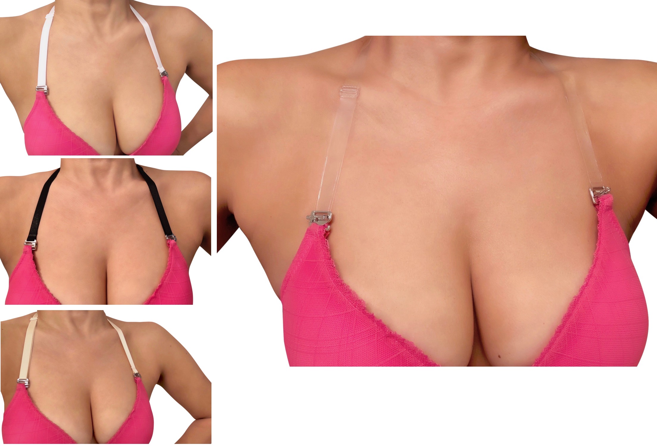 Halter bra straps, white, beige, clear, black