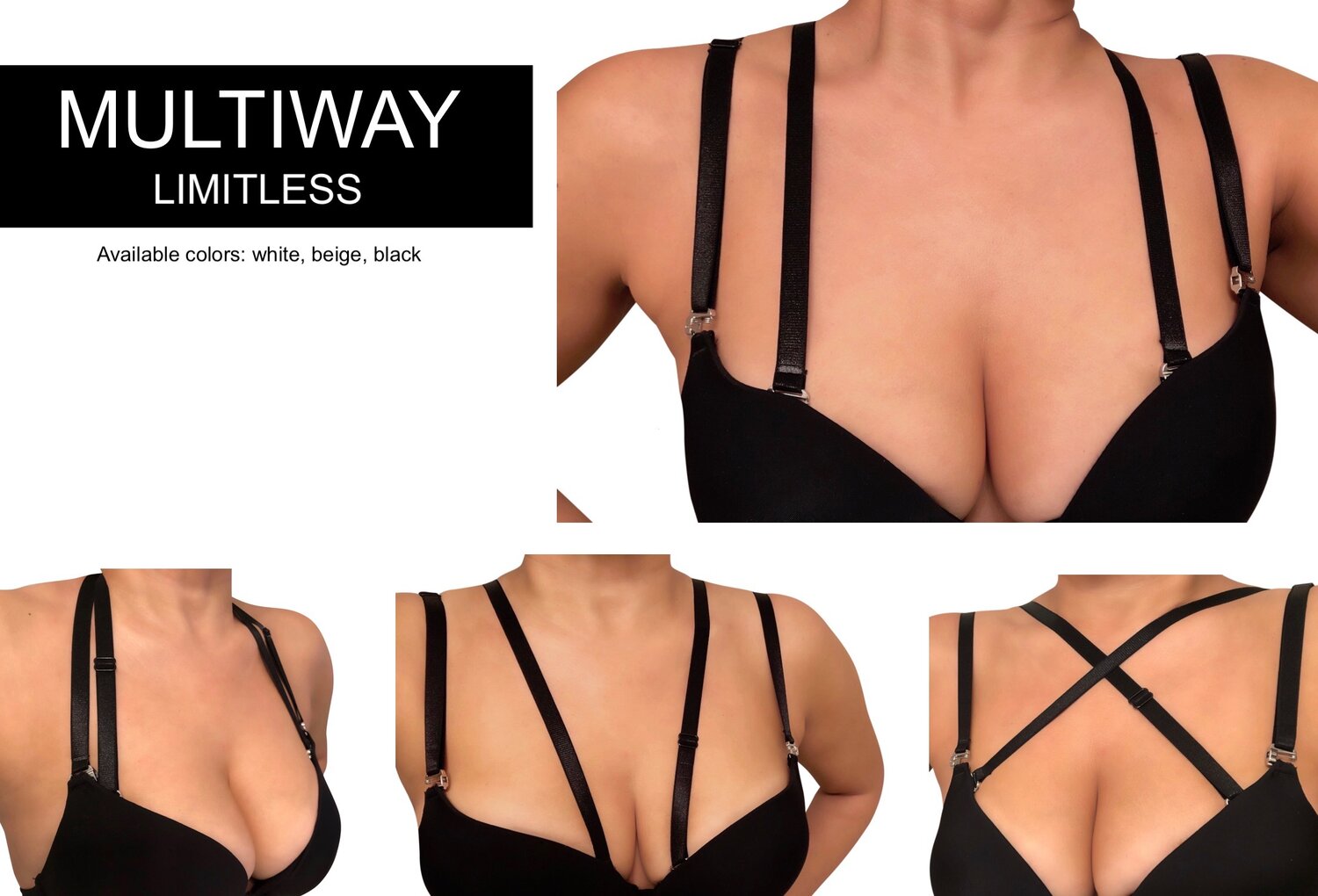 Beige Black White Cetornie 3 Pairs Convertible Bra Straps Bra Strap Shoulder Bra Straps Replacement Adjustable Elastic Straps for Women