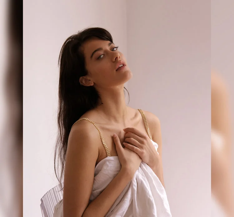 Pin Straps' no sewing, Four Row (gold) Rhinestone Straps used bra-less