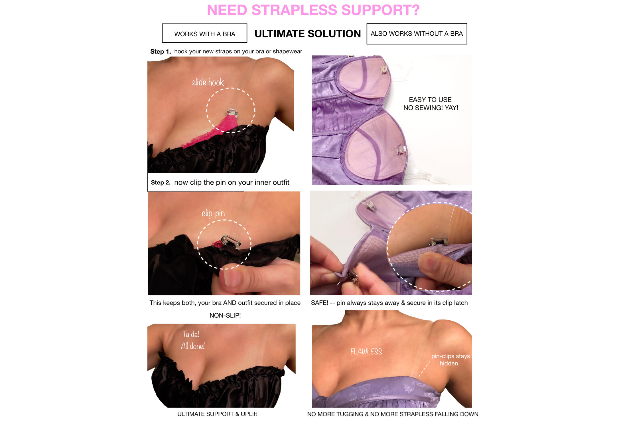 Invisible Clear Replacement Bra Straps Multiple Widths Removable