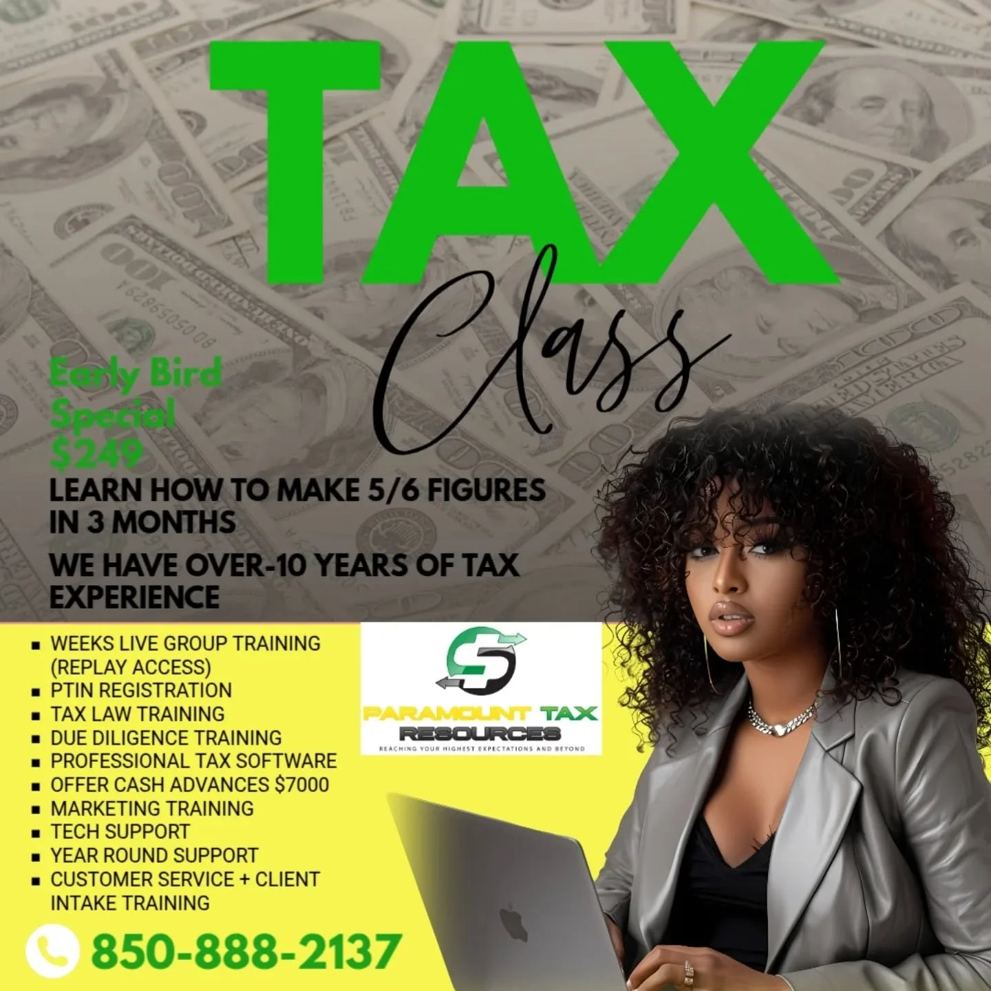 By January, you&rsquo;re not just filing your own taxes like a professional, you&rsquo;re filing for family, friend, new clients, getting paid, and building credibility under the Paramount Tax Resources brand.

✅ Training starts October 28
✅ Earlybir