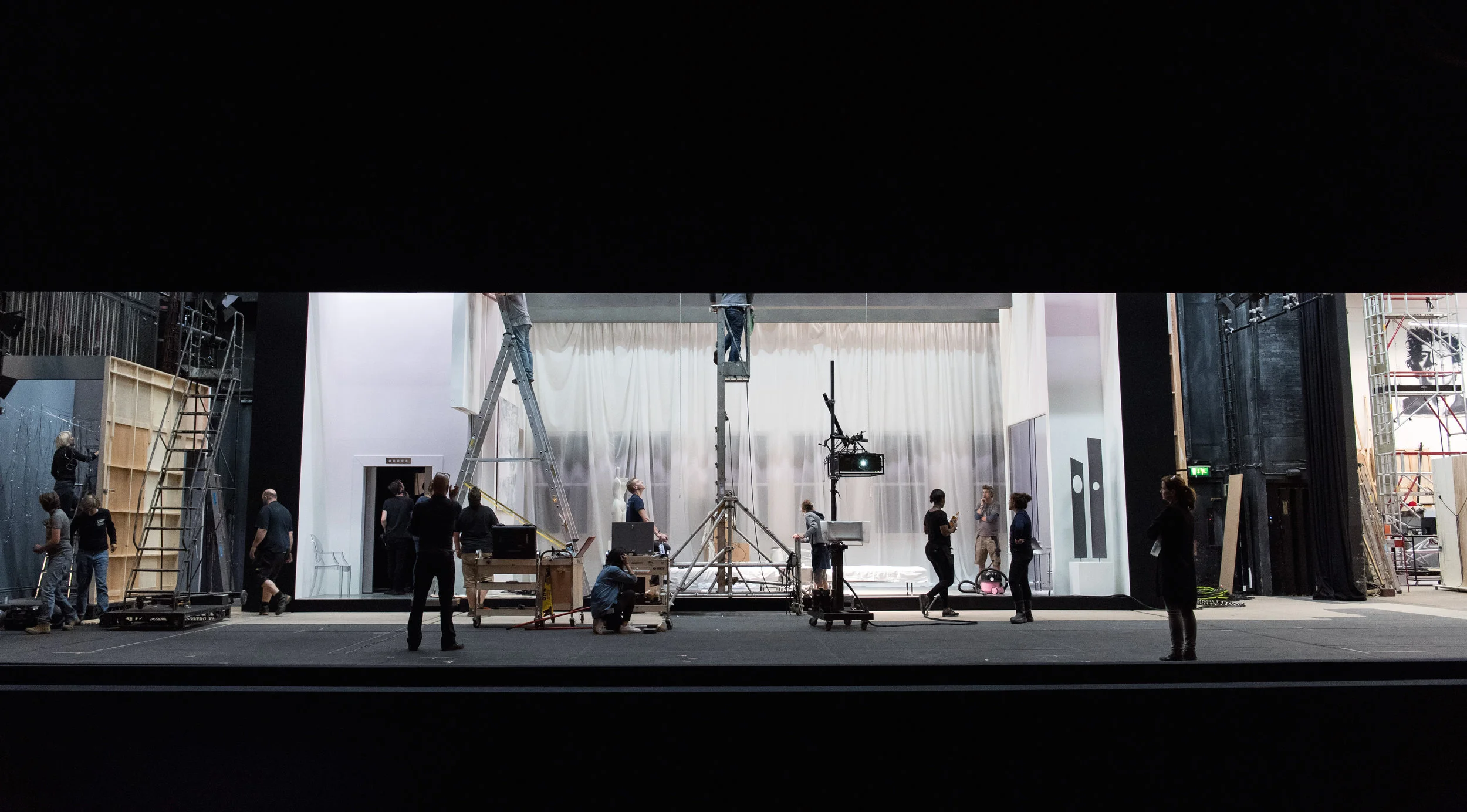 From stage right to left: opening The Red Barn doors