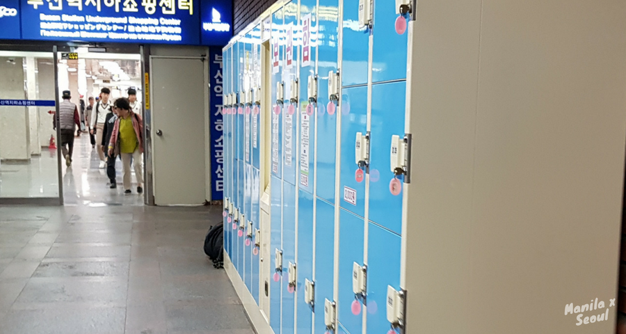 Lockers at the Busan Underground Shopping Center.