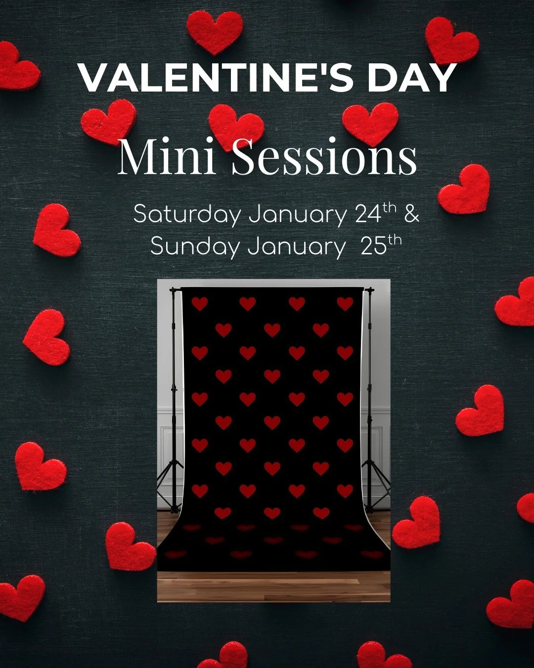 ❤️ Valentine&rsquo;s Day Mini Sessions ❤️

Celebrate love with sweet, simple Valentine&rsquo;s portraits perfect for little ones, siblings, couples, or families. These sessions are short, fun, and a beautiful way to capture meaningful memories just i
