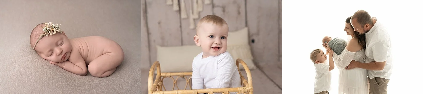 Grow With Me photography collage showing newborn, baby milestone, and family moments in Glen Carbon Illinois.