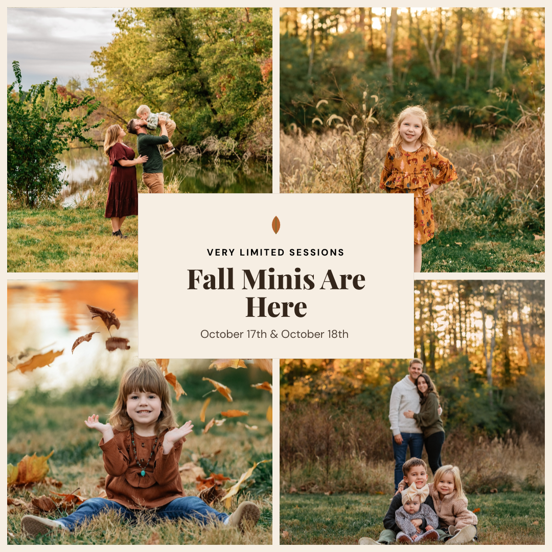 Fall Mini Sessions with Conner James Photography, an Edwardsville IL family photographer, featuring outdoor fall family and children’s portraits on October 17th and 18th.