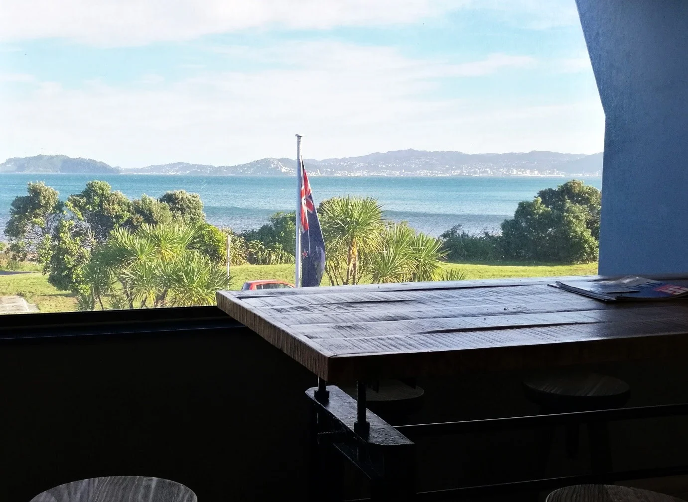 Our view from the Kitchen area over the Wellington Harbour